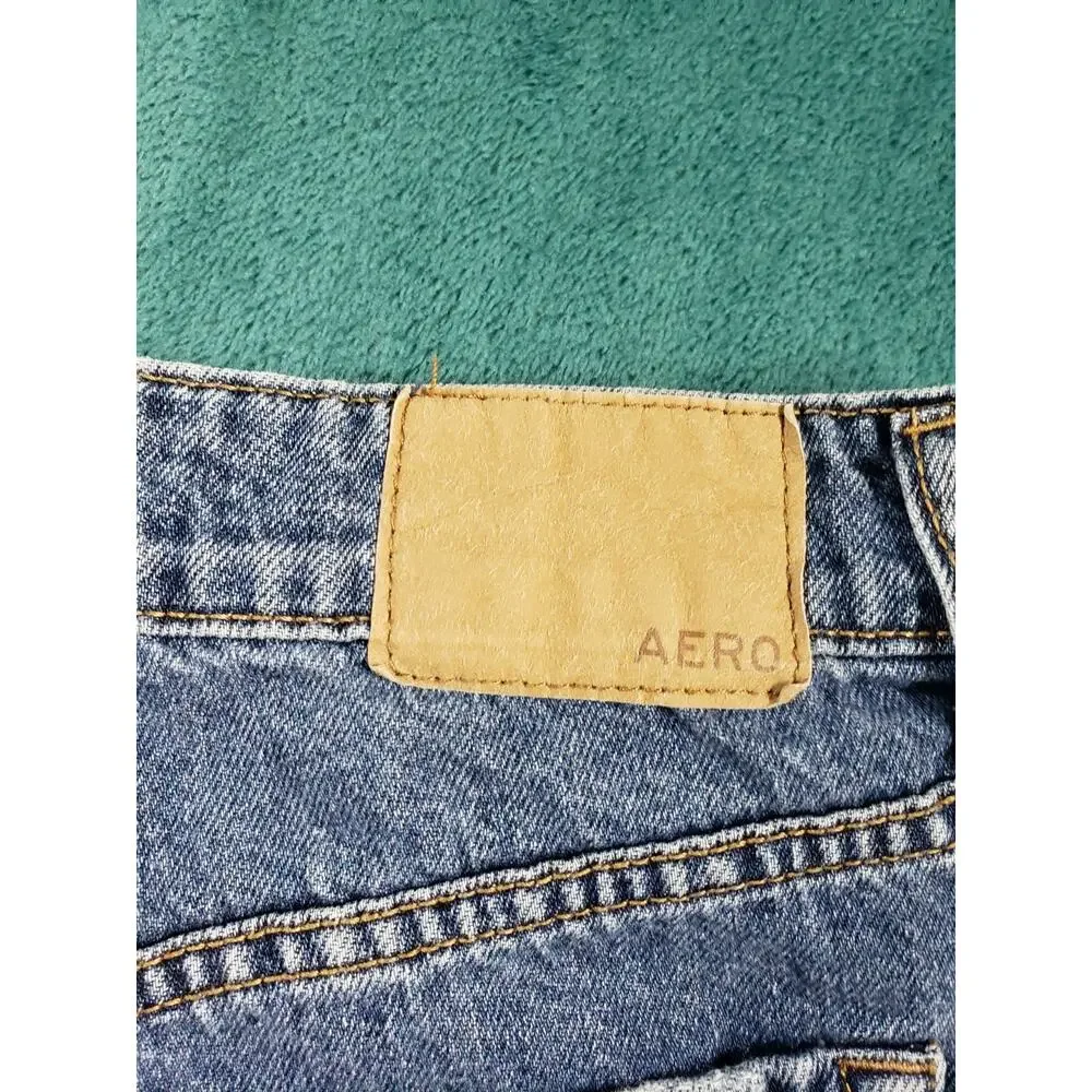 Aeropostale Jeans Size 6 Womens Blue Cotton Pants Fray Hem High Rise Wide Leg - Picture 12 of 13